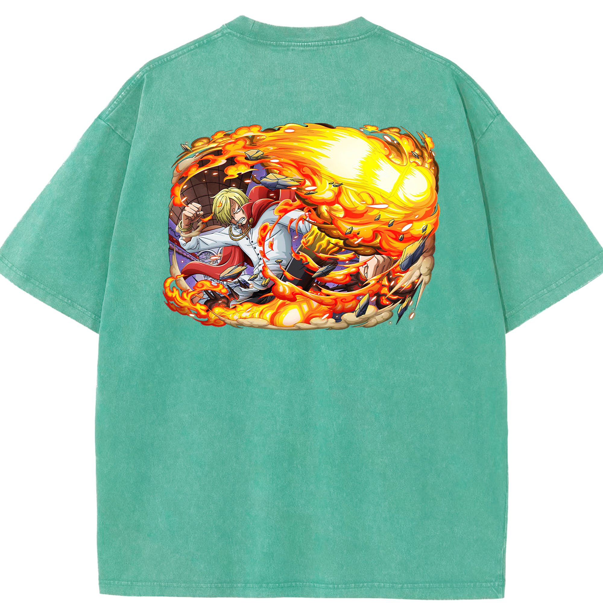 ワンピース サンジ ONE PIECE Sanji 綿100% ヴィンテージ風 半袖Tシャツ（背面プリント）